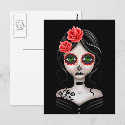 Zware dag van het dode meisje op zwart briefkaart (Voorkant / Achterkant)