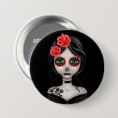 Zware dag van het dode meisje op zwart ronde button 7,6 cm (Voorkant /achterkant)