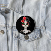 Zware dag van het dode meisje op zwart ronde button 7,6 cm (In situ)