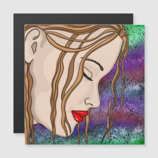 Zware dame in diepzinnige digitale kunst (Voorkant / Achterkant)