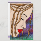 Zware dame in diepzinnige digitale kunst briefpapier (Voorkant / Achterkant)