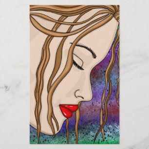 Zware dame in diepzinnige digitale kunst briefpapier