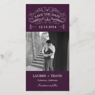 Zware draden sparen de Datum Fotokaart - Paars Save The Date