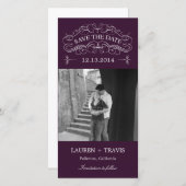Zware draden sparen de Datum Fotokaart - Paars Save The Date (Voorkant / Achterkant)