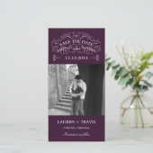 Zware draden sparen de Datum Fotokaart - Paars Save The Date (Staand voorkant)