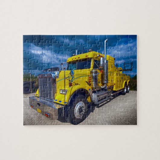 Zware Duty Grote Rig Gele Semi Afsleepswagen Legpuzzel (Horizontaal)