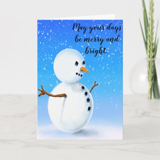 Zware en heldere sneeuwpop op een knappe winterbla kaart (Voorkant)