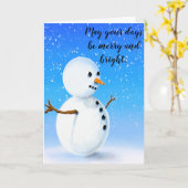 Zware en heldere sneeuwpop op een knappe winterbla kaart (Gele Bloem)