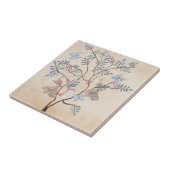 Zware fantasieboomvogels bloemen beige grunge retr tegeltje (Zijkant)