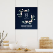 ZWARE FLORAL WREATH WATERVERF BABY BIRTSTATS POSTER (Keuken)