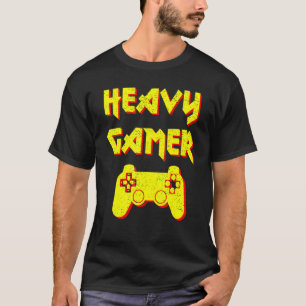 Zware gamers passen op de computer en console t-shirt