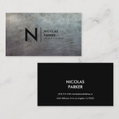 Zware gekraatkeerde geborstelde metalen monogram visitekaartje (Voorkant / Achterkant)