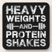 Zware gewichten en eiwit shakes - Gym Workout Onderzetter (Voorkant)