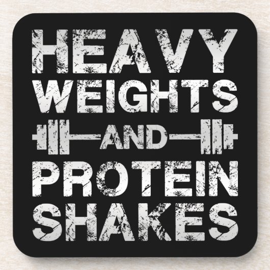 Zware gewichten en eiwit shakes - Gym Workout Onderzetter (Voorkant)