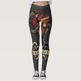 Zware Hart Anker Slang Tattoo Flash Melancholie B Leggings
