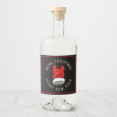 Zware kerst met metalen likeurfles etiket (Voorkant)