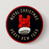 Zware kerst met metalen ronde button 7,6 cm (Voorkant)