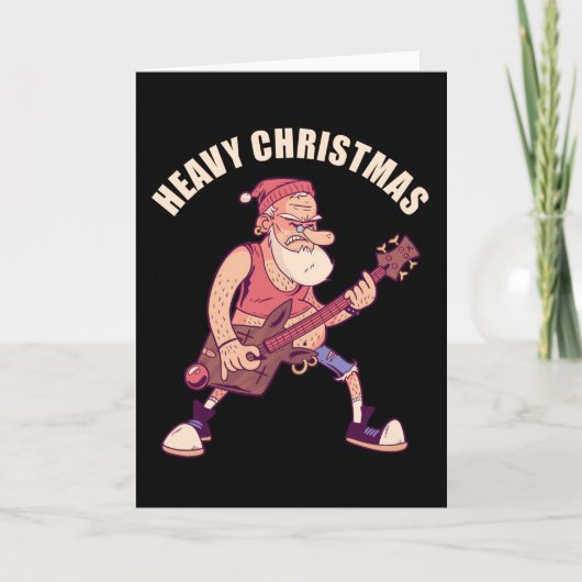 Zware Kerst Rock Kerstman Kaart (Voorkant)