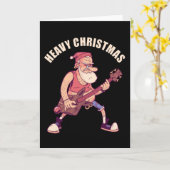 Zware Kerst Rock Kerstman Kaart (Gele Bloem)