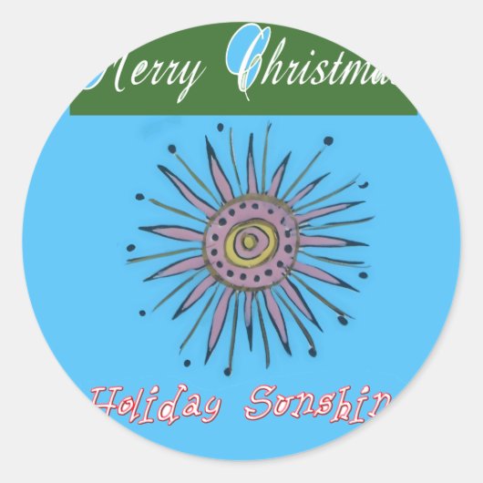 Zware kerstfeestdag, zonneschijn.png ronde sticker (Voorkant)