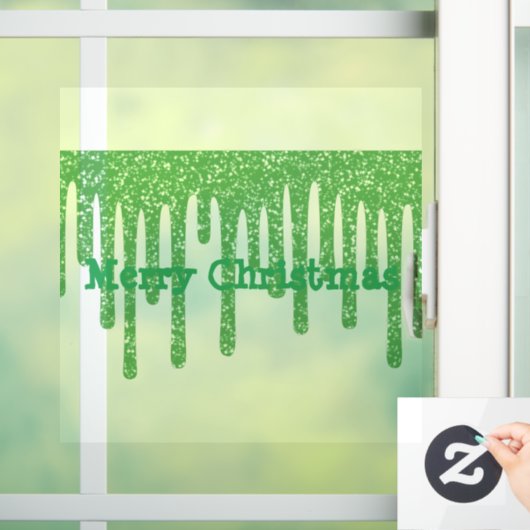 Zware kerstgroene wasdriften, vensterkoeling raamsticker (Huis)