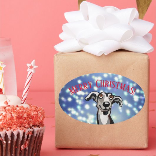 Zware kerstmis met een warme nacht ovale sticker (Feest)