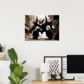 Zware mech in agressieve houding poster (Thuiskantoor)