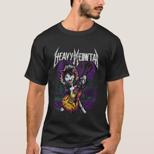 Zware Meowtal Oude-school T-shirt (Voorkant)