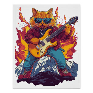 Zware Meowtal - Rocking Cat Grafische T-shirt voor Perfect Poster