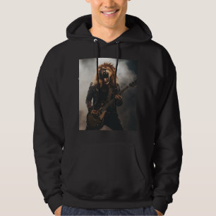 Zware Metal Brullende Leeuw Gitarist Hoodie