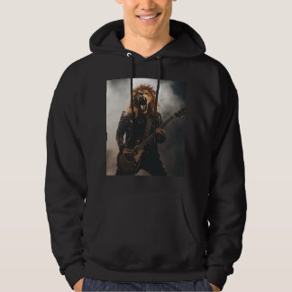 Zware Metal Brullende Leeuw Gitarist Hoodie