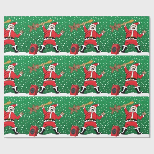 Zware Metal Kerstman Cadeaupapier (Vlak)