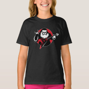 Zware Metal Kerstman speelt gitaar T-shirt