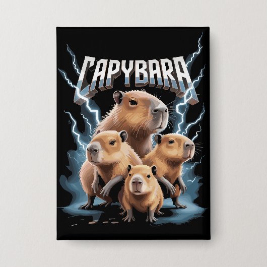 Zware Metal Kerstmis Cavia Grappige Kerstcadeaus Button (Voorkant)