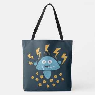 Zware Metal Music Funny Cartoon Mushroom Tote Bag