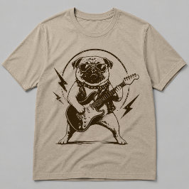 Zware Metal Pug Hond die Elektrische Gitaar Versch T-shirt