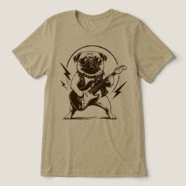 Zware Metal Pug Hond die Elektrische Gitaar Versch Tri-Blend Shirt