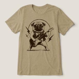 Zware Metal Pug Hond die Elektrische Gitaar Versch Tri-Blend Shirt
