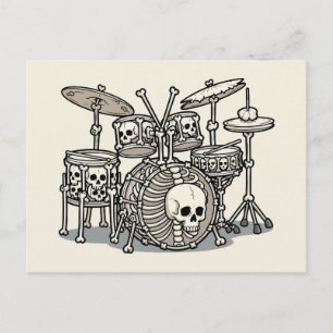 Zware Metal Skelet Drumstel Briefkaart