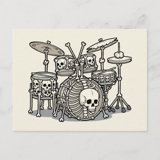 Zware Metal Skelet Drumstel Briefkaart (Voorkant)