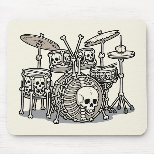 Zware Metal Skelet Drumstel Muismat (Voorkant)