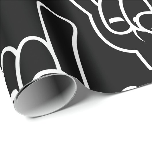 Zware metalen duivel - witte lijn cadeaupapier (Rol Hoek)