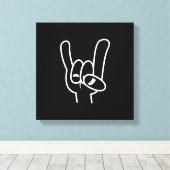 Zware metalen duivel - witte lijn canvas afdruk (Insitu (Houten vloer))