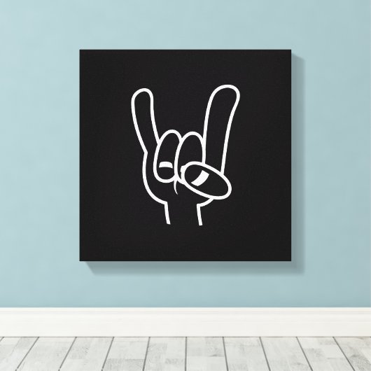 Zware metalen duivel - witte lijn canvas afdruk (Insitu (Houten vloer))