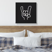 Zware metalen duivel - witte lijn canvas afdruk (Insitu (Slaapkamer))