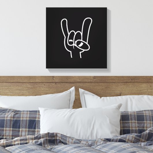 Zware metalen duivel - witte lijn canvas afdruk (Insitu (Slaapkamer))