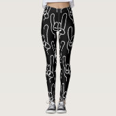 Zware metalen duivel - witte lijn leggings (Voorkant)