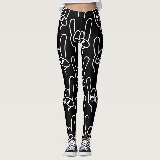 Zware metalen duivel - witte lijn leggings (Voorkant)