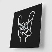 Zware metalen duivel - witte lijn vierkante klok (Hoek)