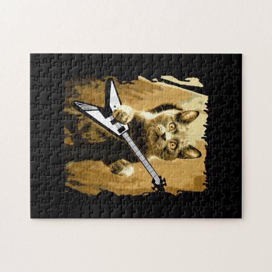 Zware metalen gitarist voor het afspelen van een s legpuzzel (Horizontaal)